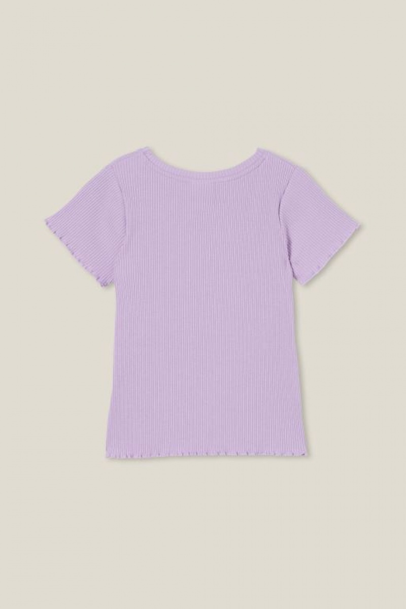 Cotton On Raya Rib Baby Girls' T Shirts Purple | yyObZJrVIFq