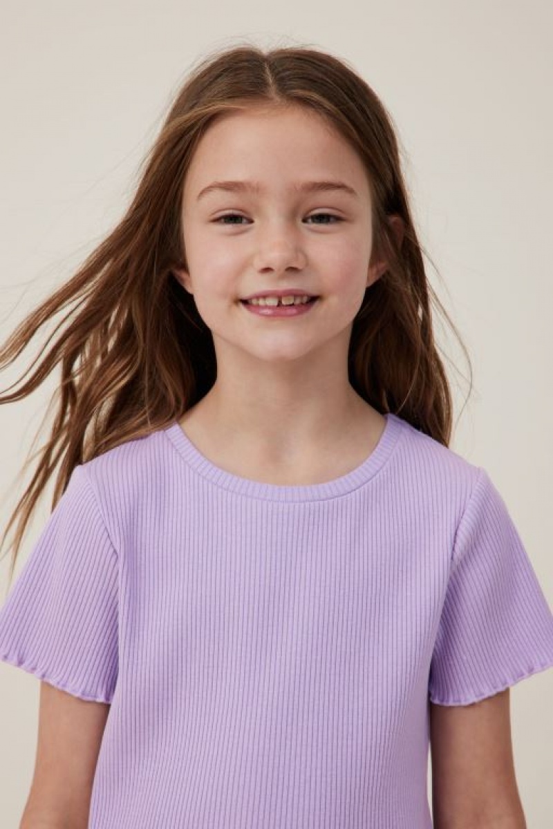 Cotton On Raya Rib Baby Girls' T Shirts Purple | yyObZJrVIFq