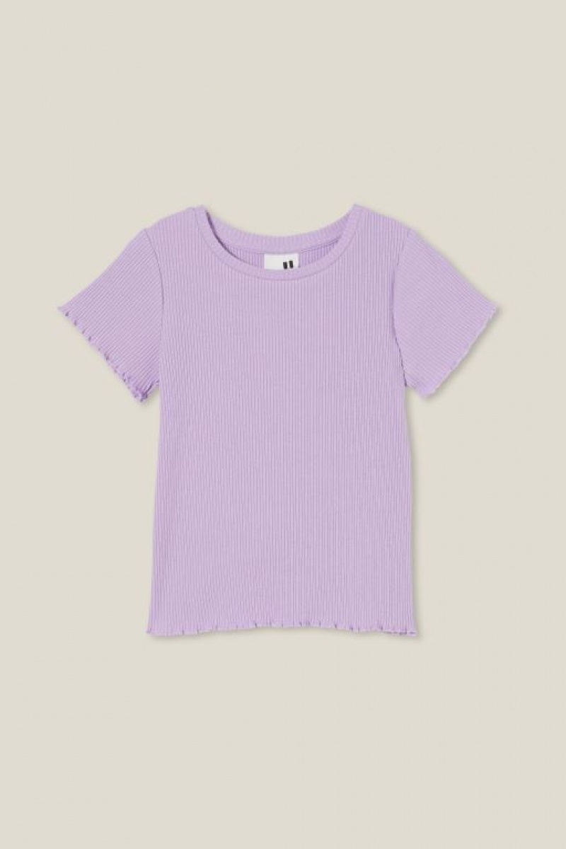 Cotton On Raya Rib Baby Girls\' T Shirts Purple | yyObZJrVIFq