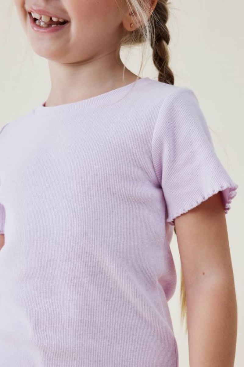 Cotton On Raya Rib Baby Girls' T Shirts Purple | veSvJAcYRPb