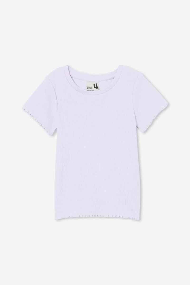 Cotton On Raya Rib Baby Girls' T Shirts Purple | veSvJAcYRPb