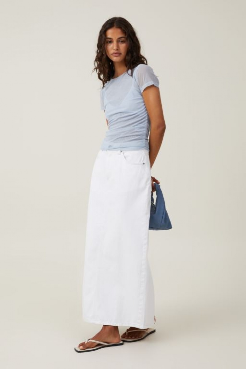 Cotton On Rebecca Gathered Short Sleeve Women's T Shirts Blue | fAJkUtHiEYh