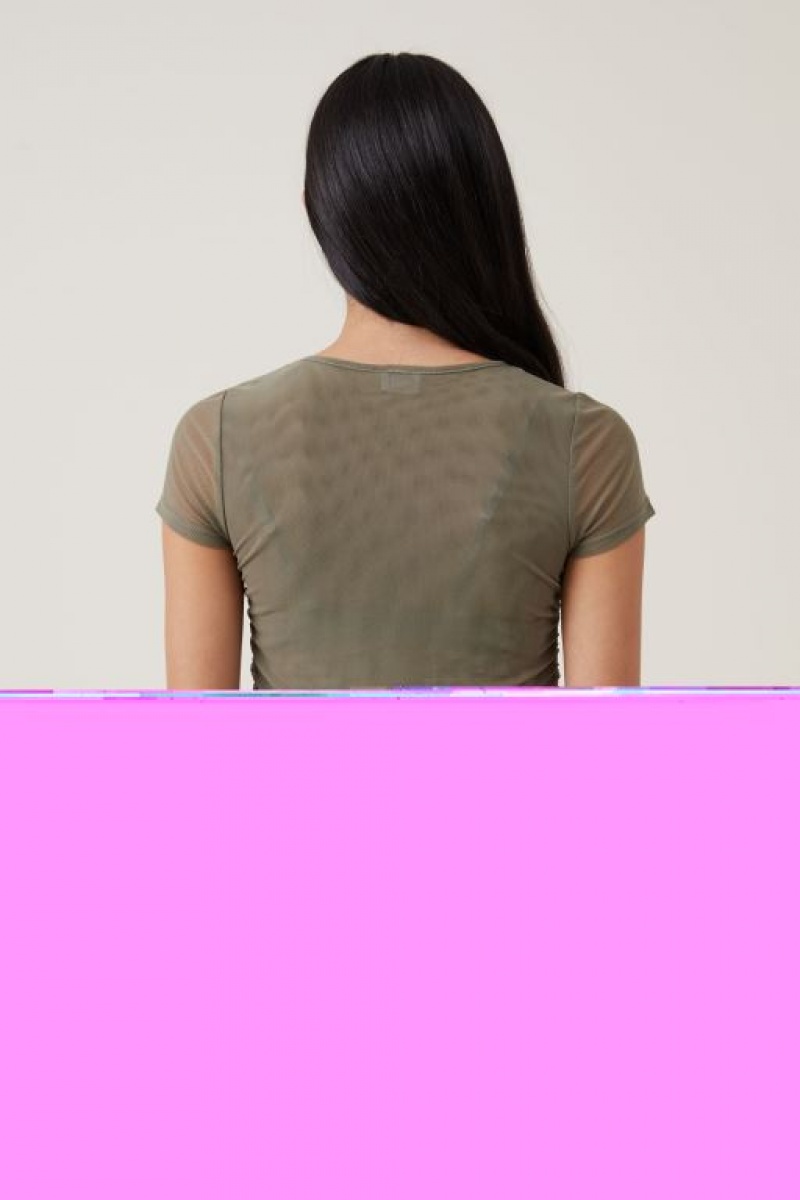 Cotton On Rebecca Gathered Short Sleeve Women's T Shirts Woodland | ZO4E5cRLYfe
