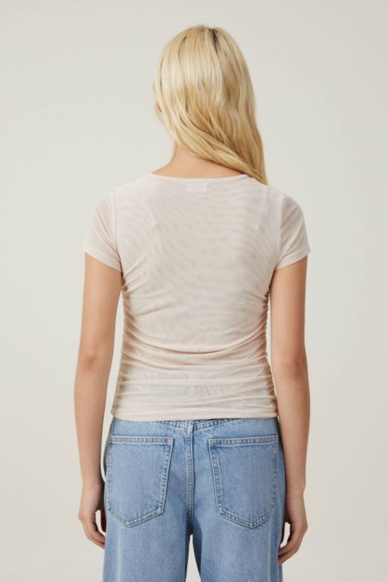 Cotton On Rebecca Gathered Short Sleeve Women's T Shirts Grey | p42XQYzQ1pR