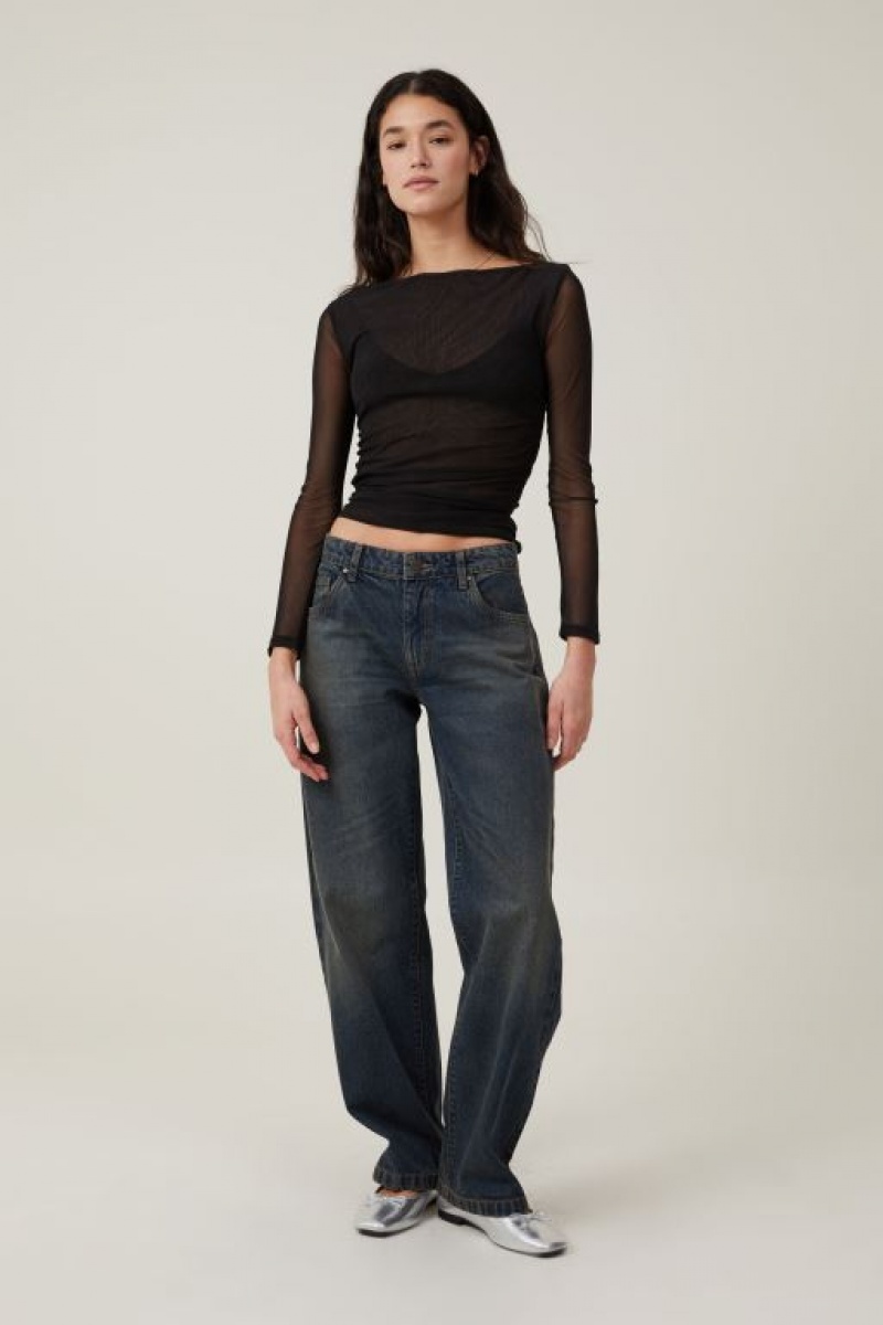 Cotton On Rebecca Gathered Top Women's Long Sleeve Black | nPOJ1wnjQhE