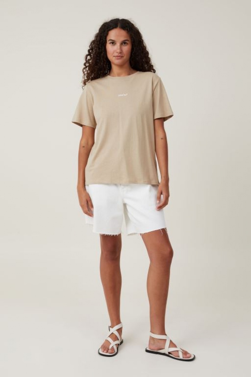 Cotton On Regular Fit Graphic Women's Graphic T-Shirts Grey Brown | L8yU5N4PdHQ