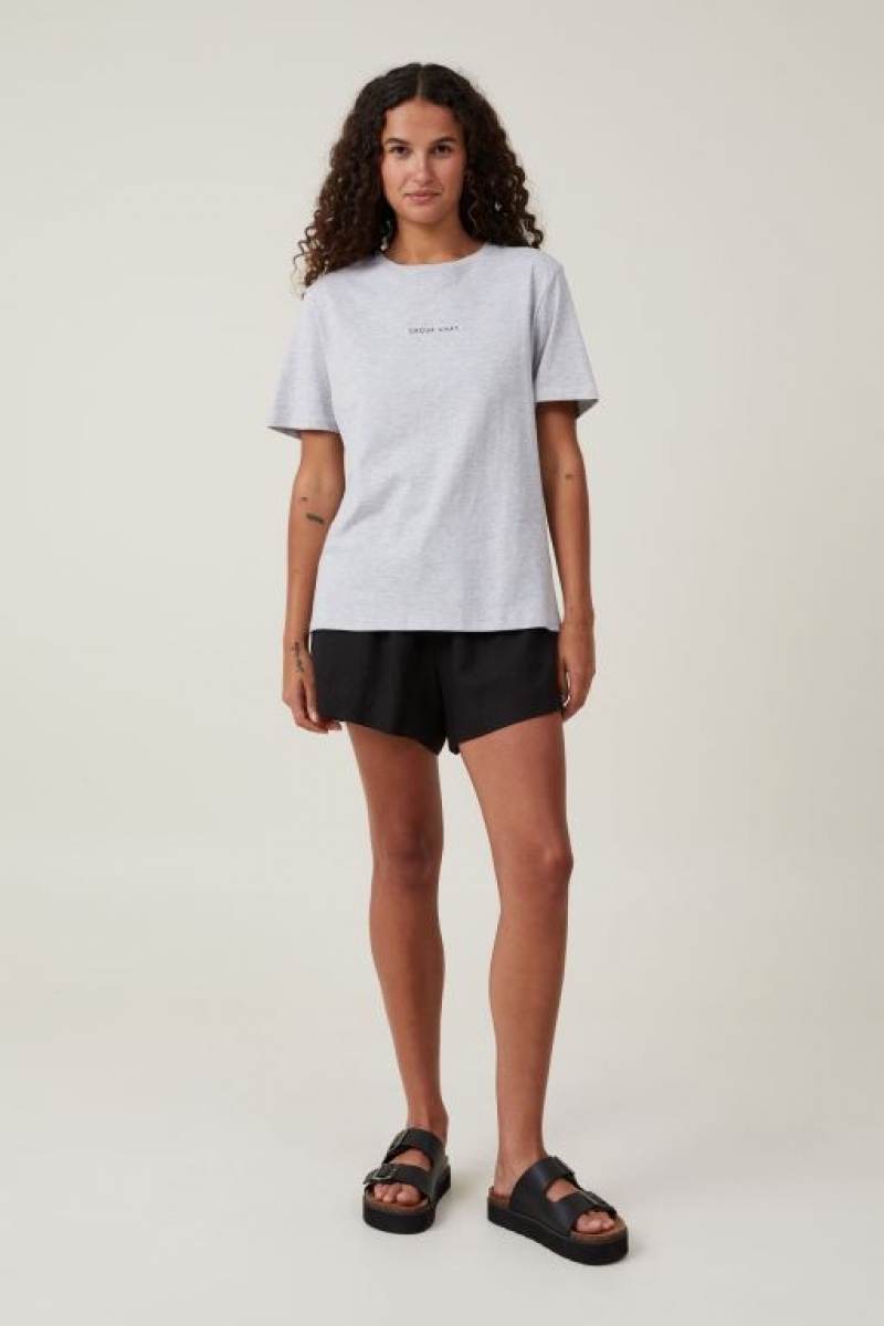 Cotton On Regular Fit Graphic Women's Graphic T-Shirts Grey | BWZ5Zndj4Yi