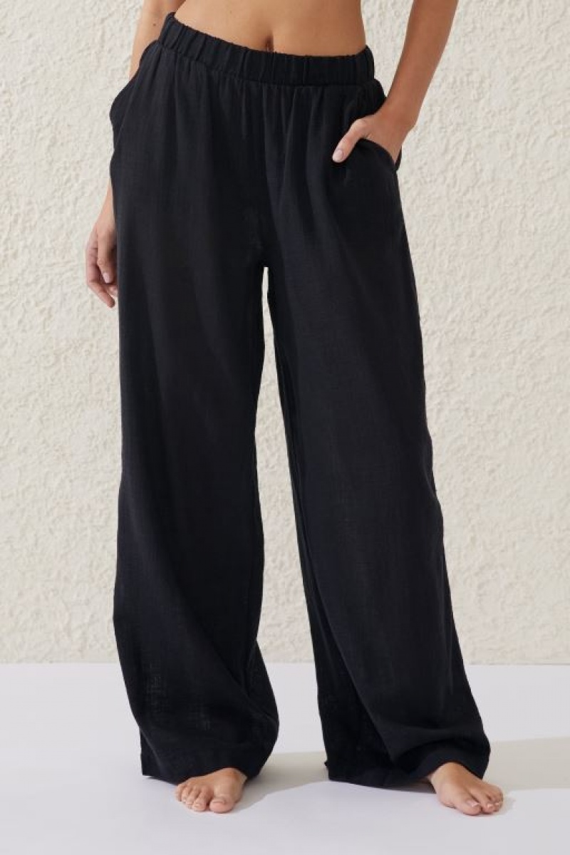 Cotton On Relaxed Beach Women's Pants Black | z9wSeWzKokp