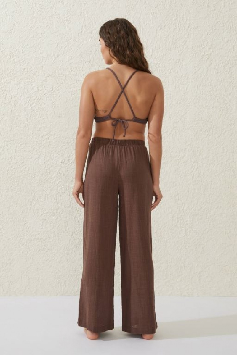 Cotton On Relaxed Beach Women's Pants Brownie | Zh2NBIxJ6Mr