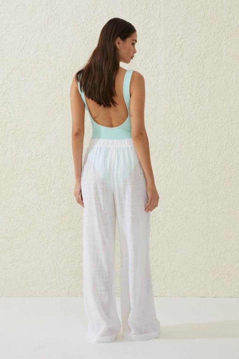 Cotton On Relaxed Beach Women's Pants White | buz2SGZMmGJ
