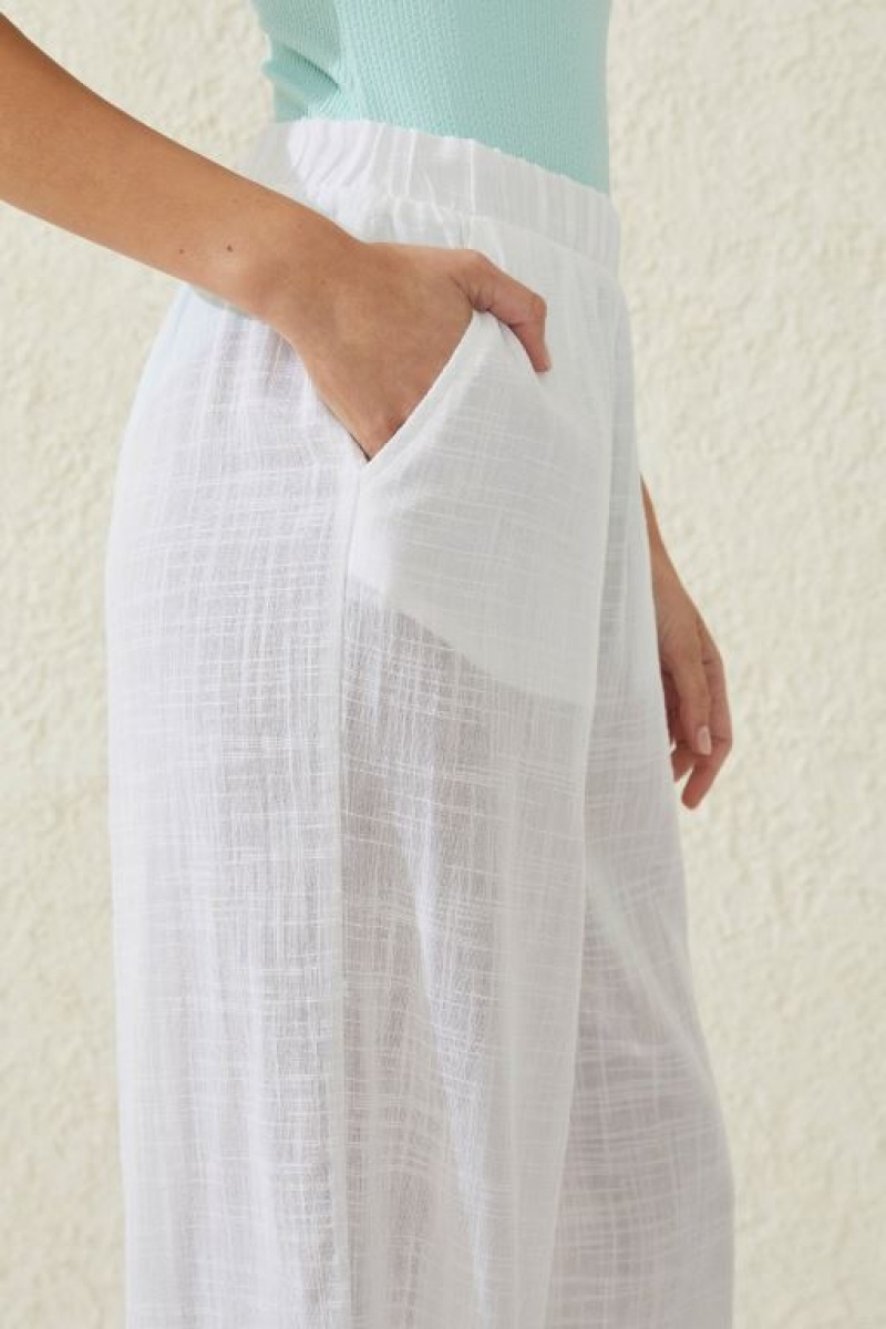 Cotton On Relaxed Beach Women's Pants White | buz2SGZMmGJ