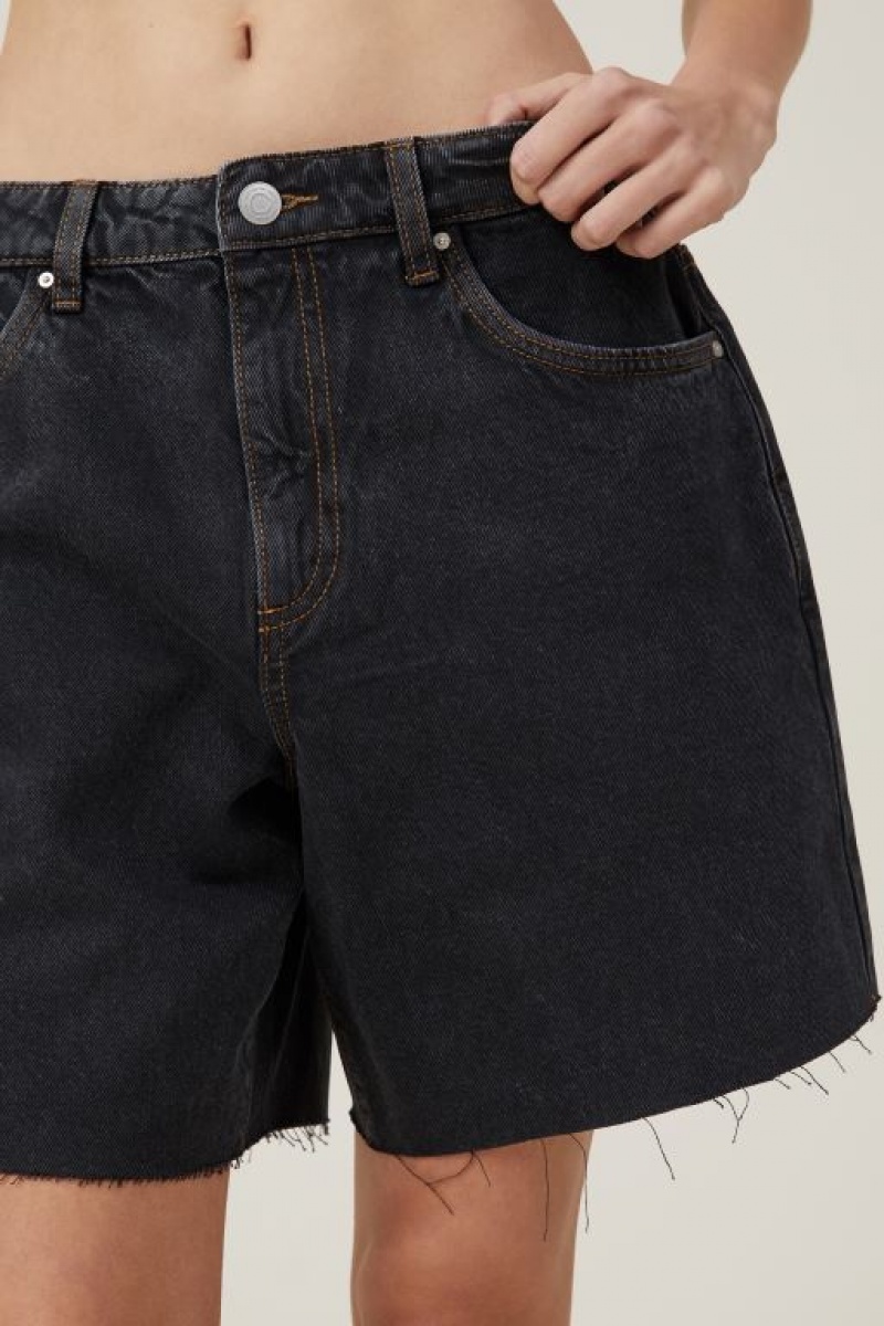 Cotton On Relaxed Denim Women's Shorts Black | xeRWqHXClly