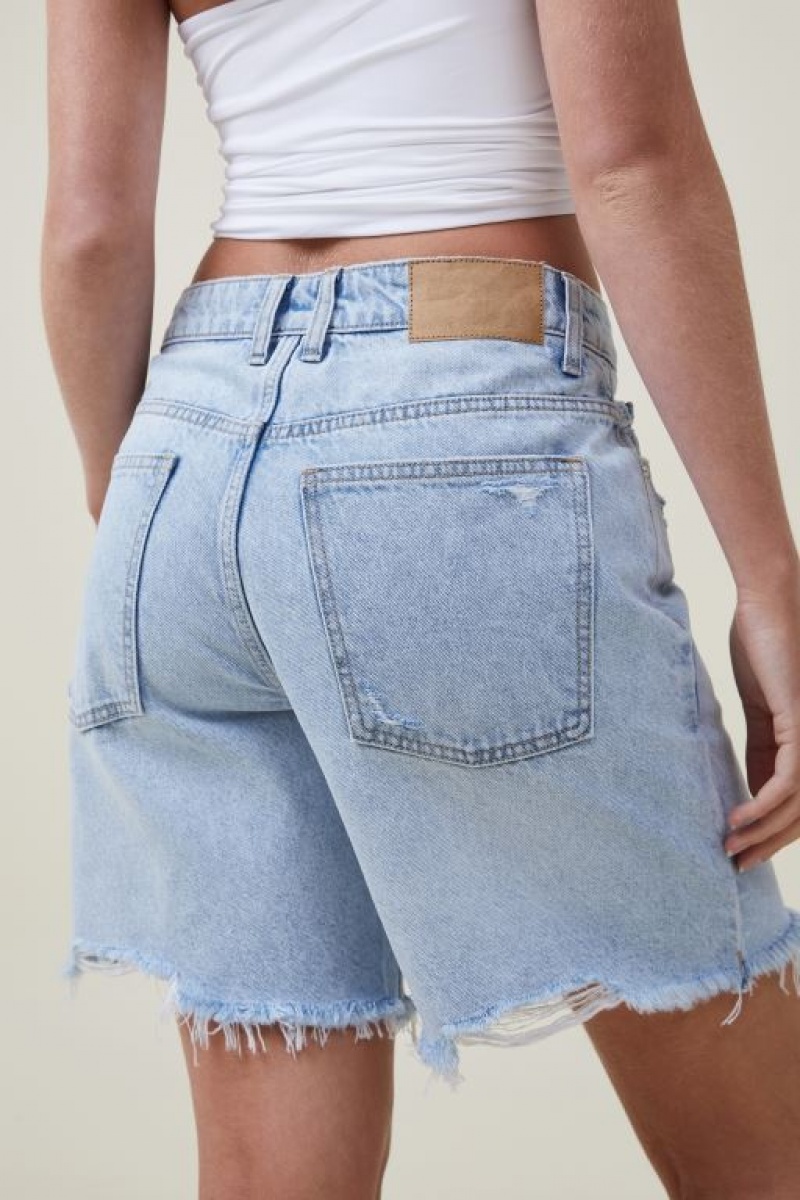 Cotton On Relaxed Denim Women's Shorts Blue | 4MH6poy1t1W