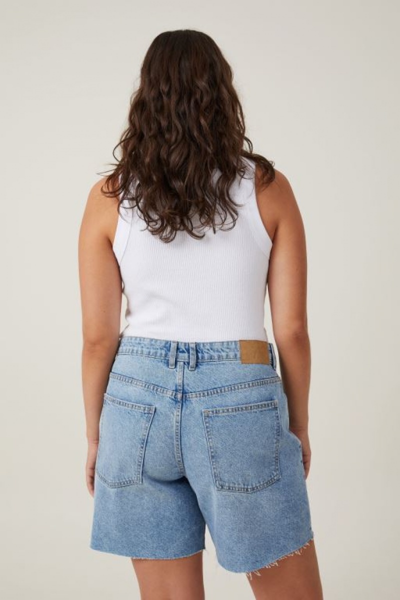 Cotton On Relaxed Denim Women's Shorts Blue | ZjTAKfo2MV9