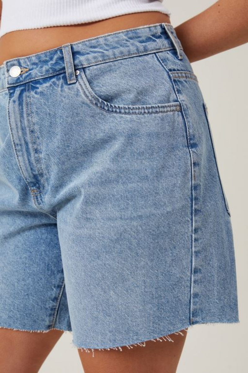 Cotton On Relaxed Denim Women's Shorts Blue | ZjTAKfo2MV9