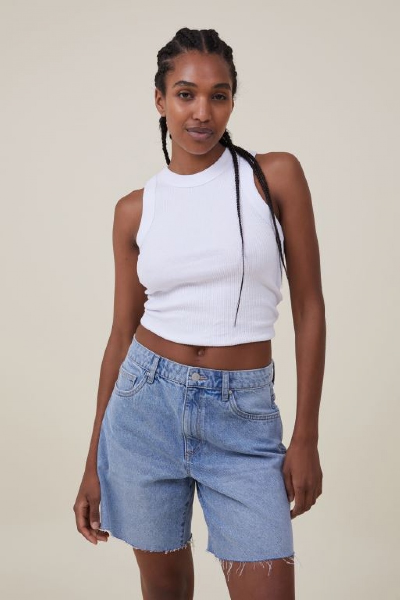 Cotton On Relaxed Denim Women's Shorts Blue | ZjTAKfo2MV9