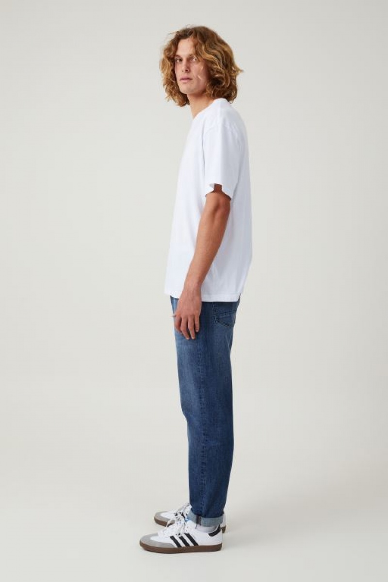 Cotton On Relaxed Tapered Men's Jeans Blue | VkpcfXpstTQ