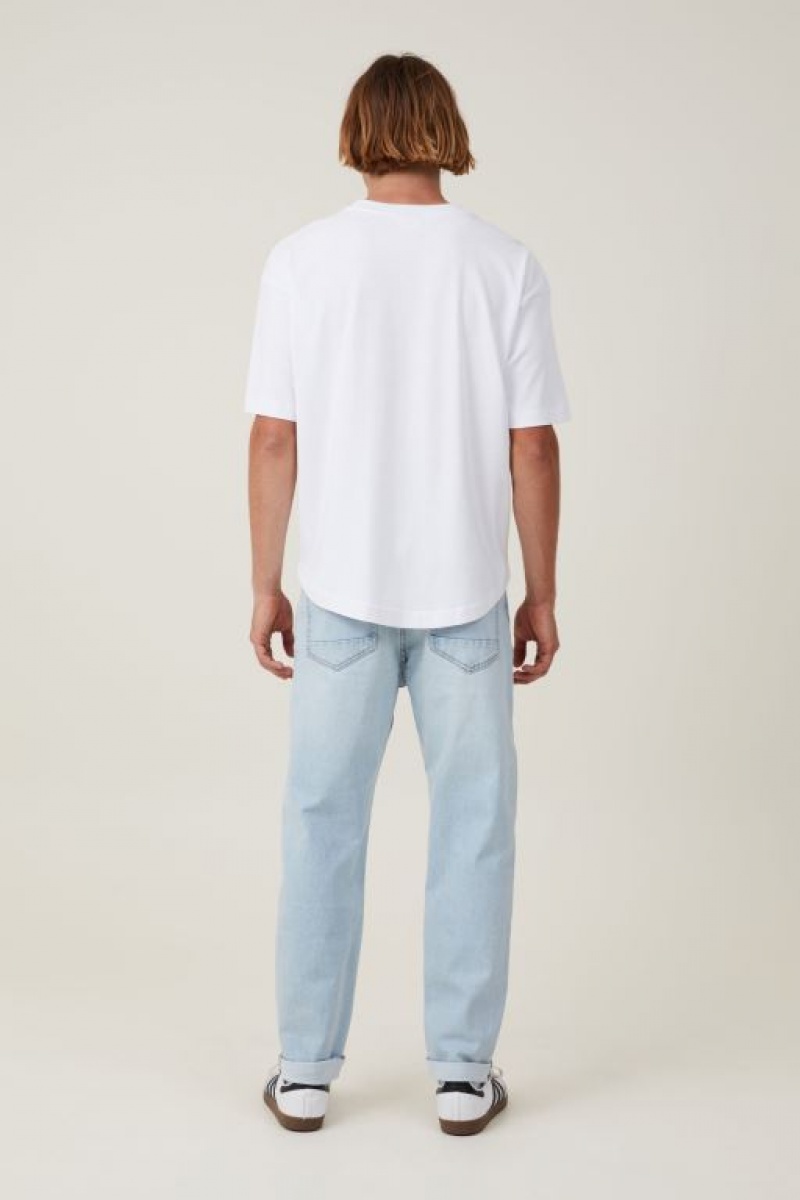 Cotton On Relaxed Tapered Men's Jeans White Blue | IptJCodVRJv
