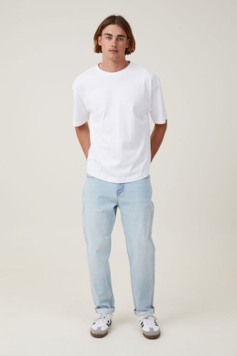 Cotton On Relaxed Tapered Men\'s Jeans White Blue | IptJCodVRJv