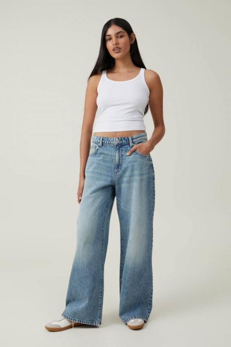 Cotton On Relaxed Wide Leg Jean Women's Pants Blue | z6WNO1xGHaG