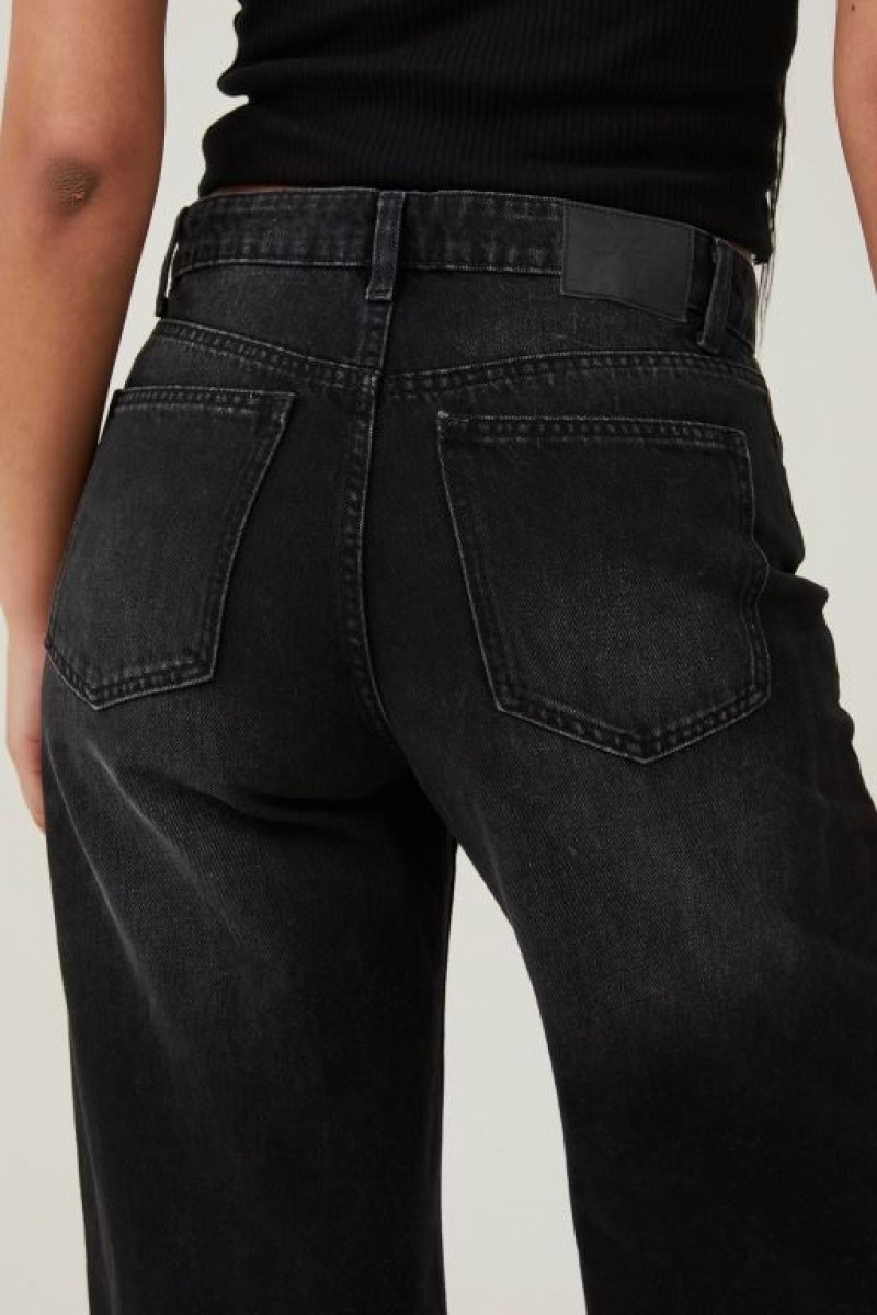 Cotton On Relaxed Wide Leg Jean Women's Pants Black | V1BTmmtpdpg