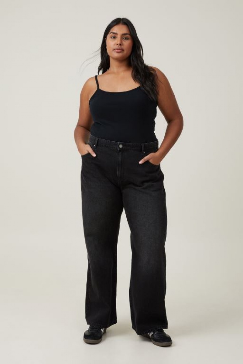 Cotton On Relaxed Wide Leg Jean Women's Pants Black | V1BTmmtpdpg