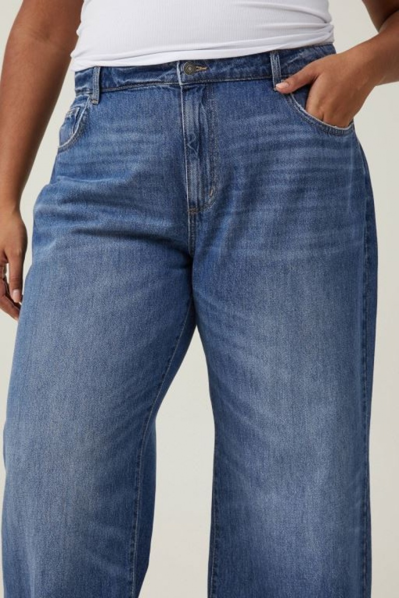 Cotton On Relaxed Wide Leg Jean Women's Pants Blue | RDY4BSpdX1f