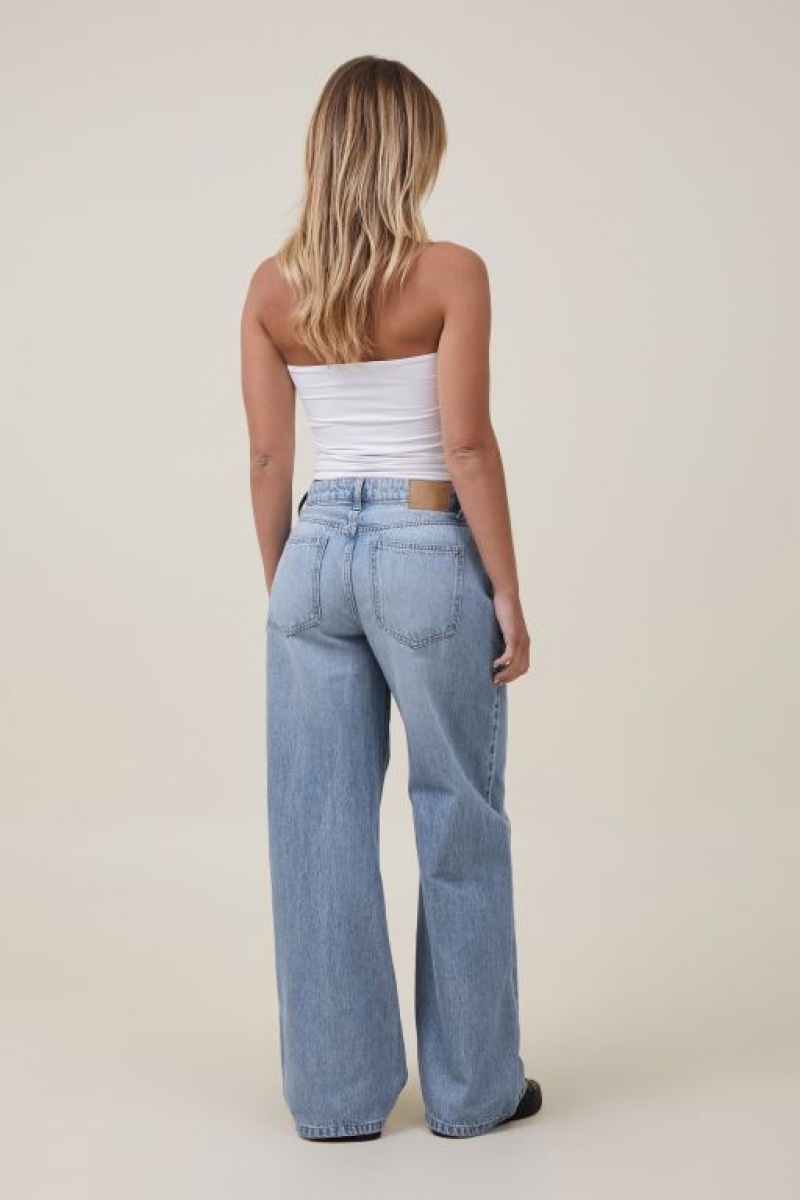 Cotton On Relaxed Wide Leg Jean Women's Pants Blue | ueBkHLAeAkx