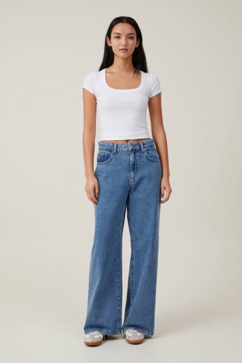 Cotton On Relaxed Wide Leg Women's Jeans Blue | LziLQg3JB0g