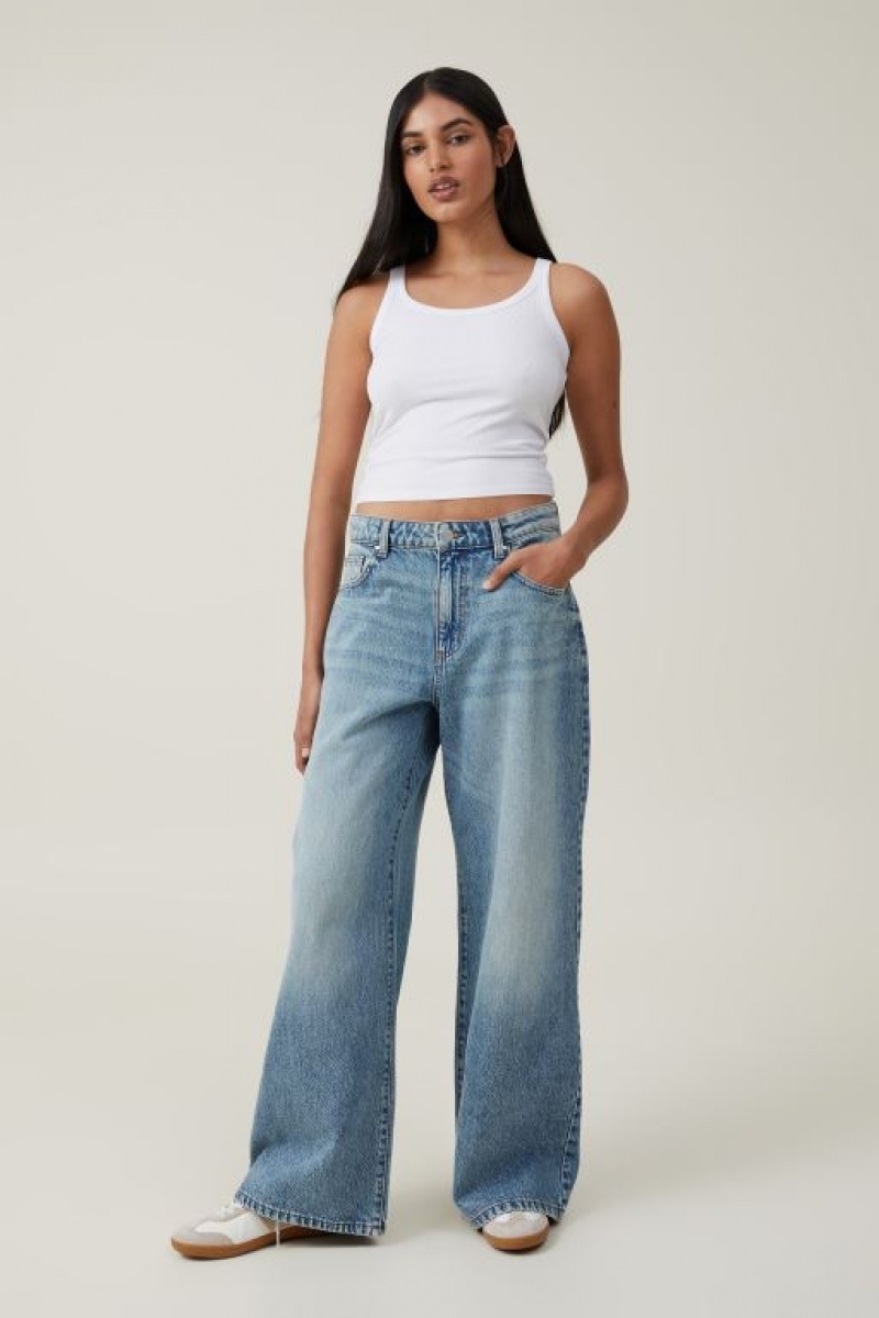 Cotton On Relaxed Wide Leg Women's Jeans Blue | VejhqsFnC3E