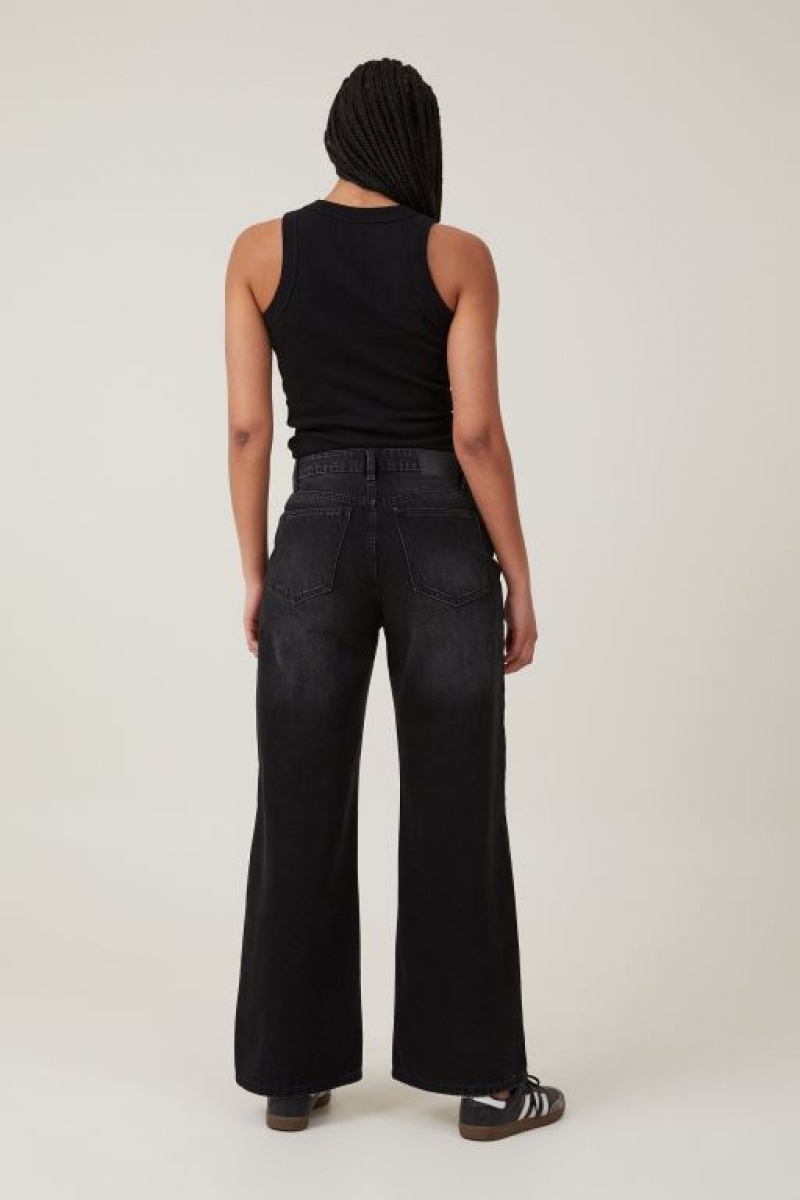 Cotton On Relaxed Wide Leg Women's Jeans Black | 5RIdMClsyjW