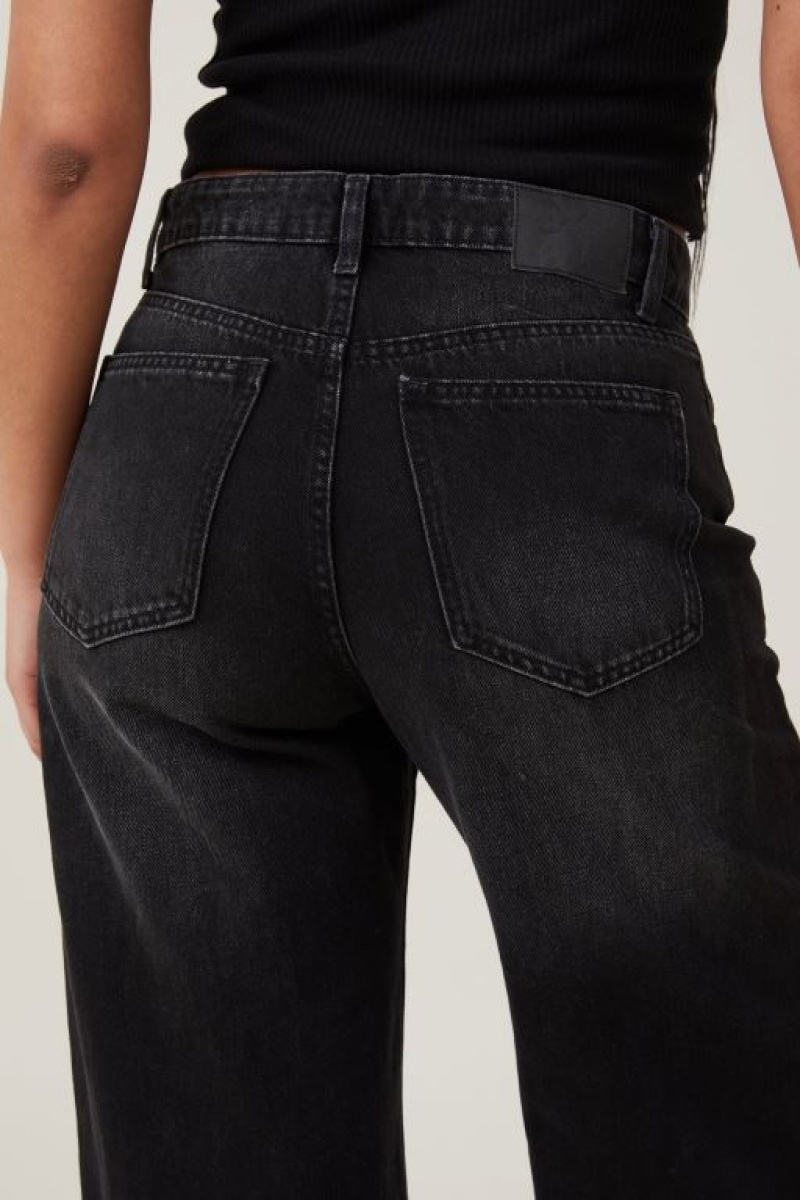 Cotton On Relaxed Wide Leg Women's Jeans Black | 5RIdMClsyjW