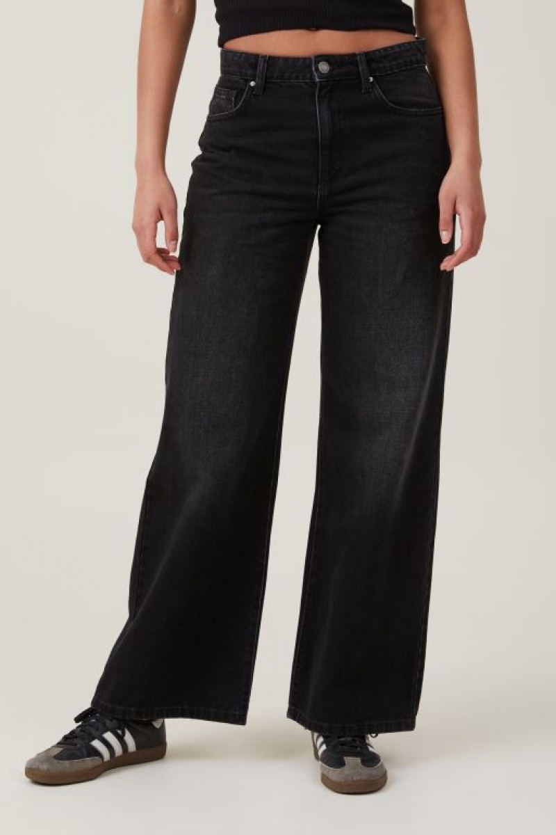 Cotton On Relaxed Wide Leg Women's Jeans Black | 5RIdMClsyjW