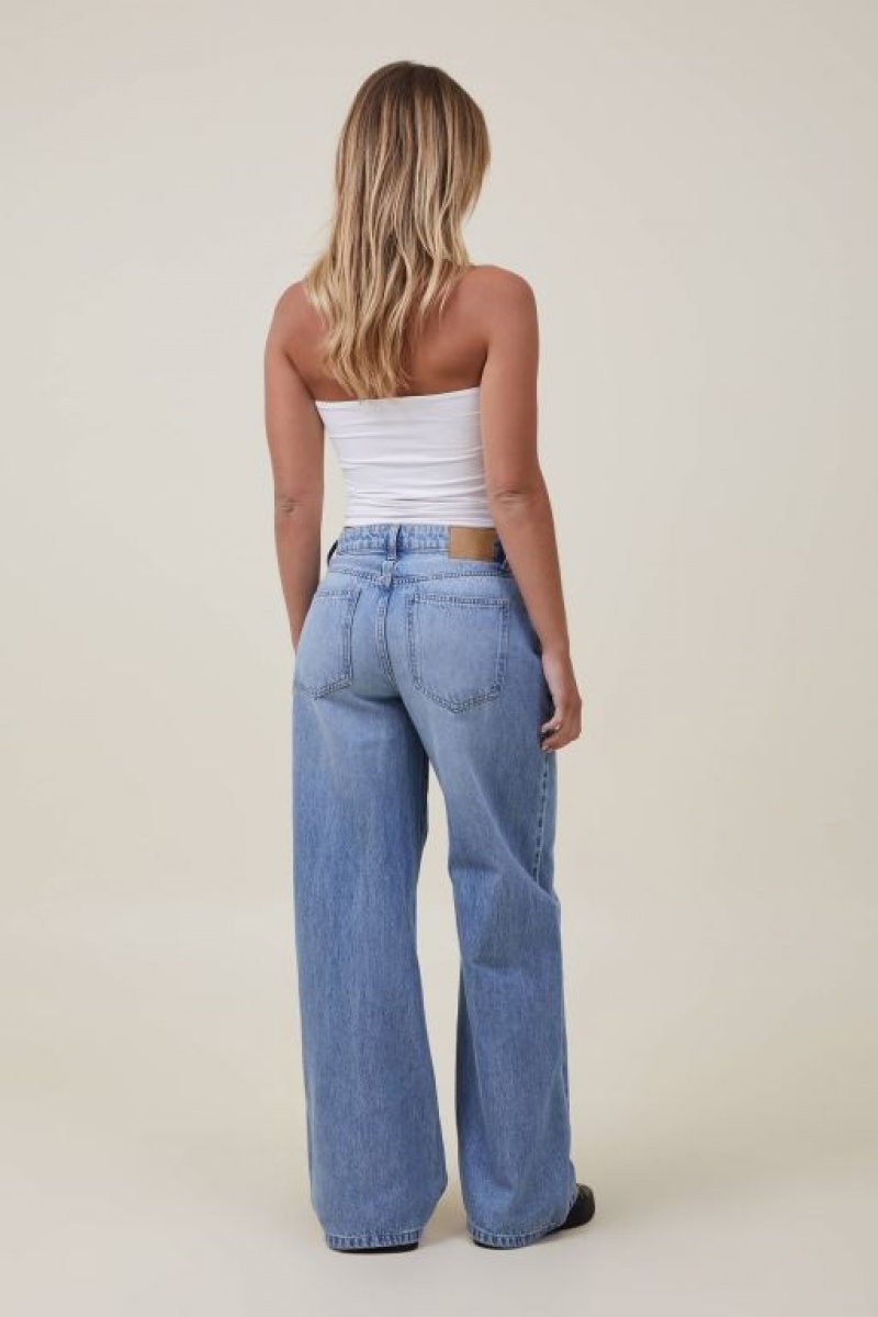 Cotton On Relaxed Wide Leg Women's Jeans Blue | fSrnBWZfgud