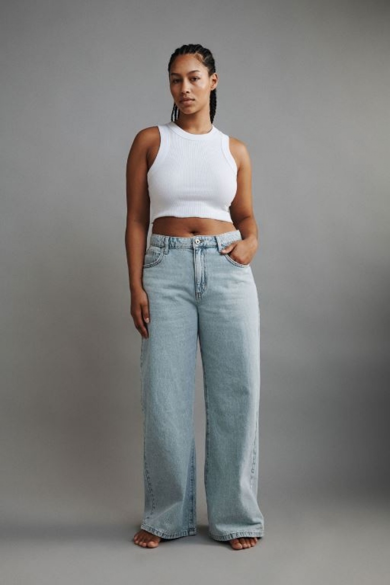 Cotton On Relaxed Wide Leg Women's Jeans Blue | c3sCSK94l9T
