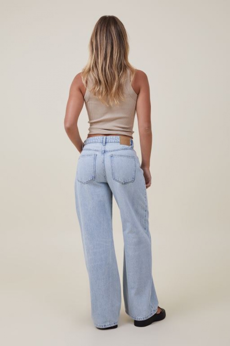 Cotton On Relaxed Wide Leg Women's Jeans Blue | c3sCSK94l9T