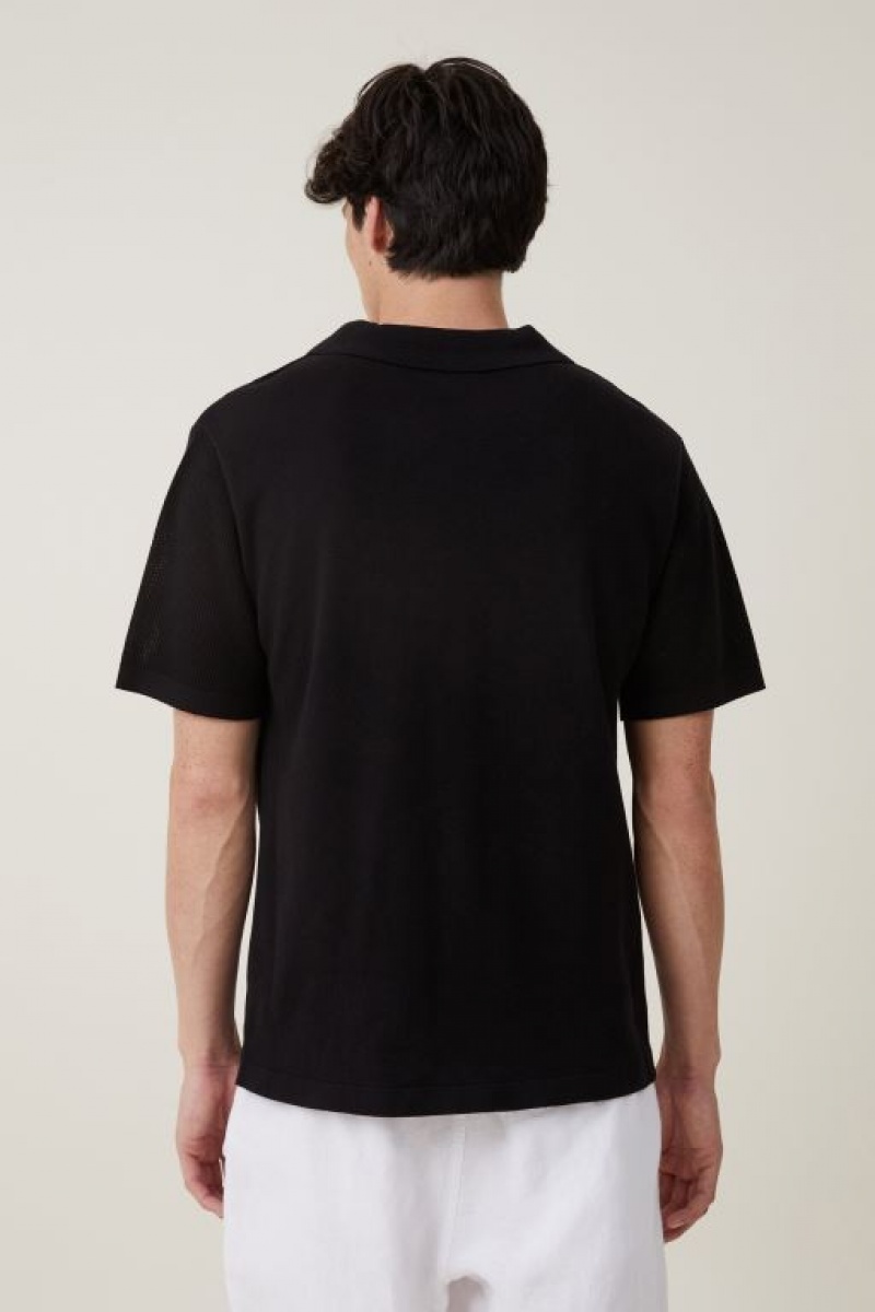 Cotton On Resort Short Sleeve Polo Men's Shirts Black | lKHBh4YN50i