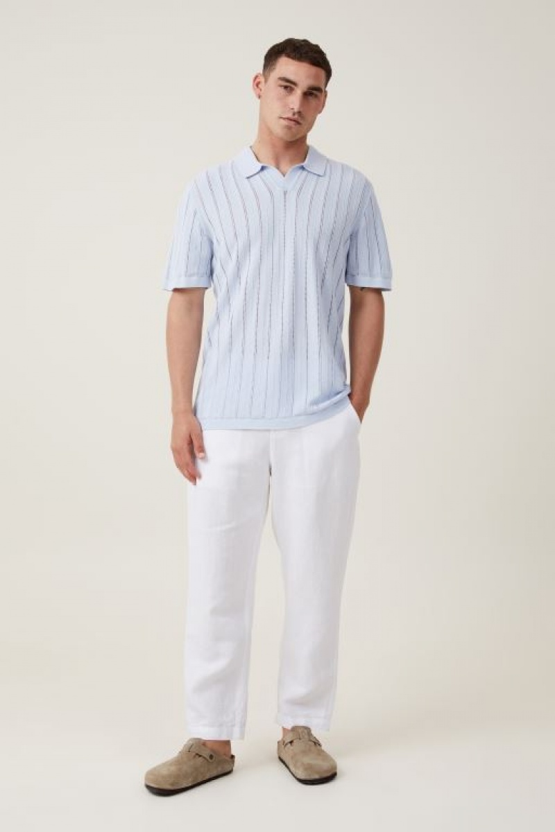 Cotton On Resort Short Sleeve Polo Men's Shirts Blue | hdJamPTZRBQ