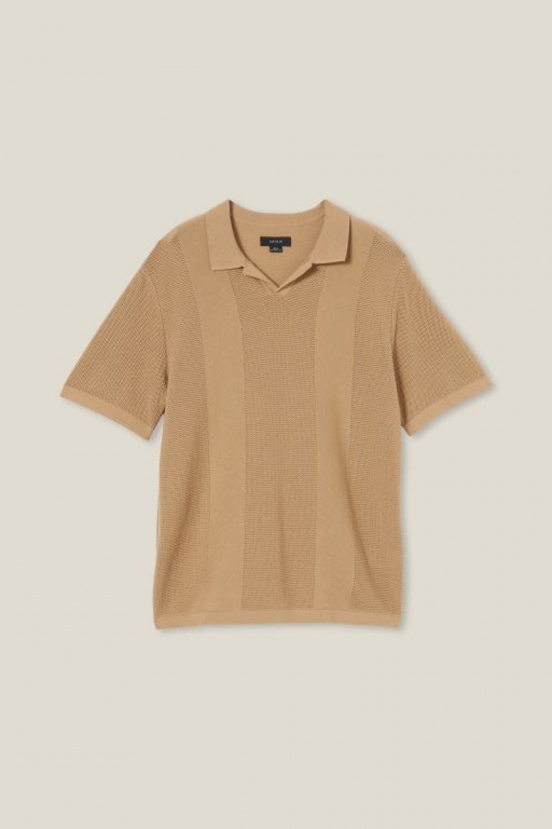 Cotton On Resort Short Sleeve Polo Men's Shirts Brown | k5WBsTHJ6HQ
