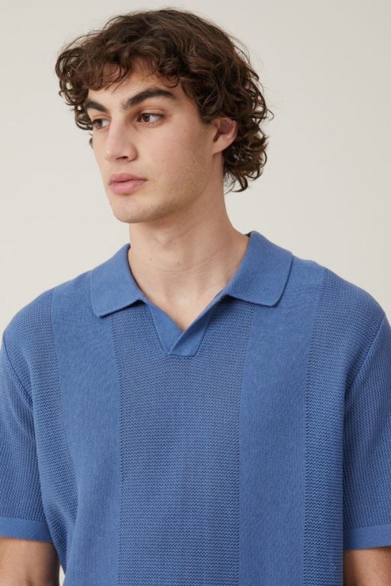 Cotton On Resort Short Sleeve Polo Men's Shirts Blue | HENKCawrHN0