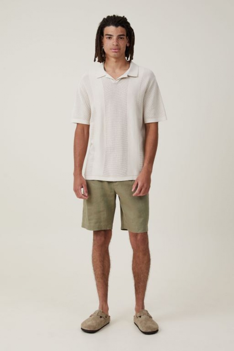 Cotton On Resort Short Sleeve Polo Men's Shirts Beige | Daji6YMrZ8Y