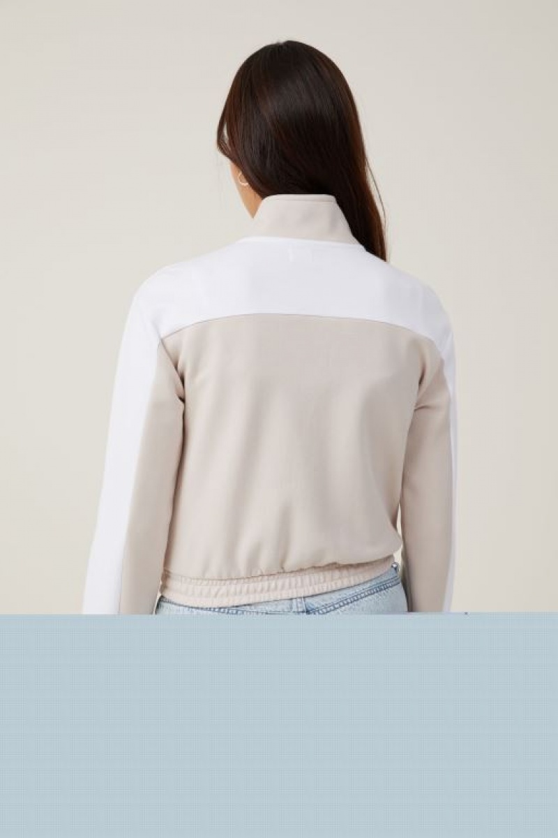 Cotton On Retro Sporty Cropped Zip Through Women's Jackets Grey | W84aTuH5daq