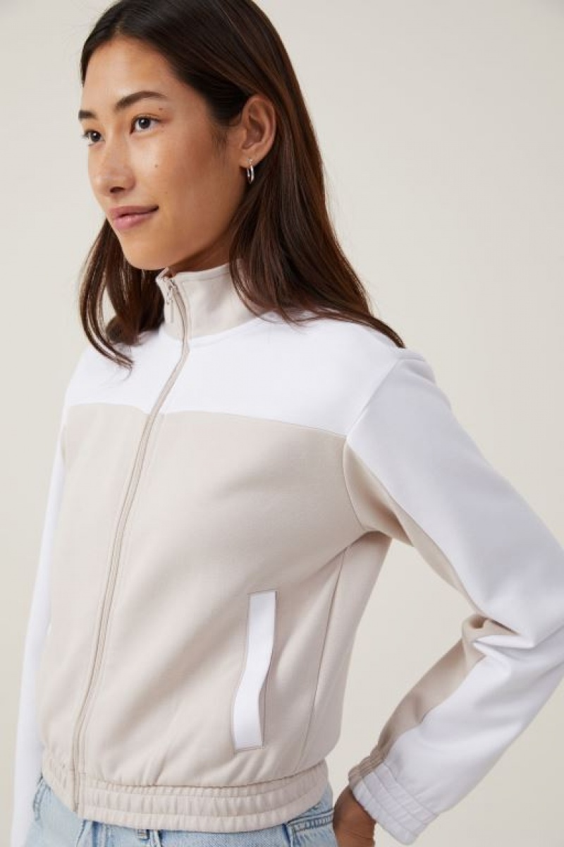 Cotton On Retro Sporty Cropped Zip Through Women's Jackets Grey | W84aTuH5daq