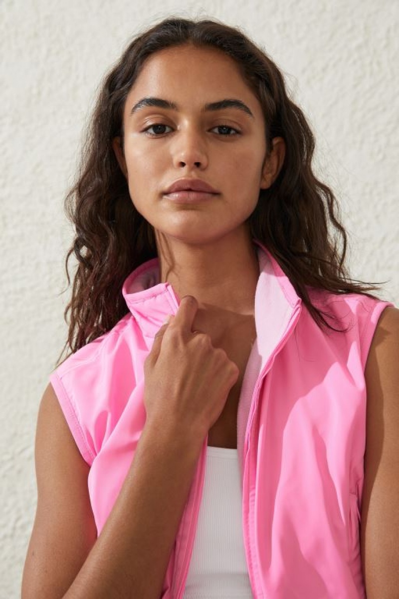 Cotton On Reversible Lightweight Cropped Vest Women's Jackets Pink | J11QRsdRxX8
