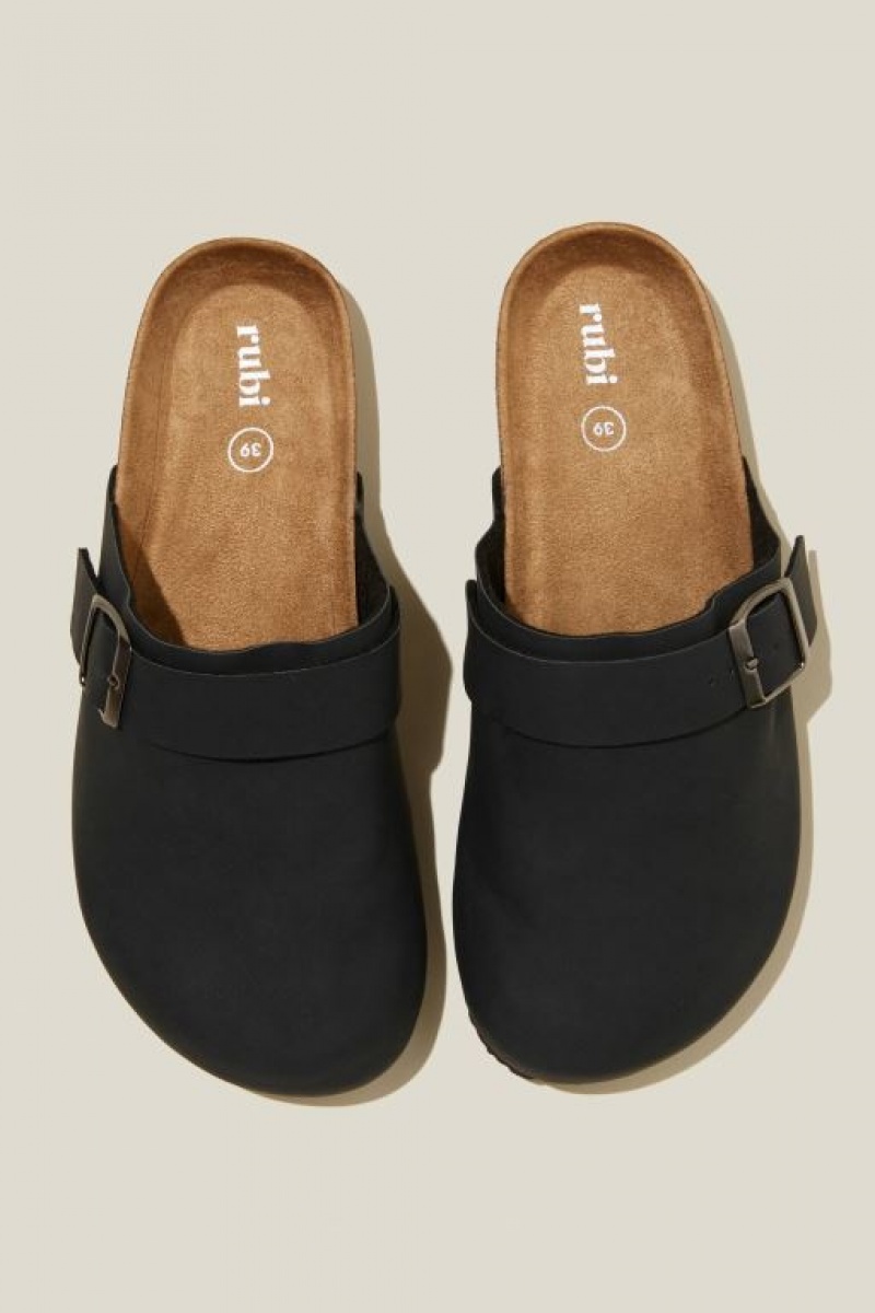 Cotton On Rex Buckle Mule Women's Sandals Black | FMxGtTlyloE