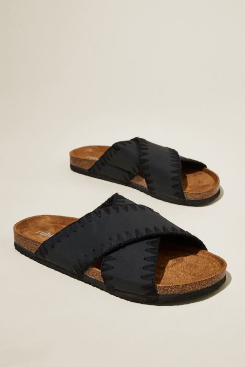 Cotton On Rex Crossover Slide Women's Sandals Black | omDnKDewl2K