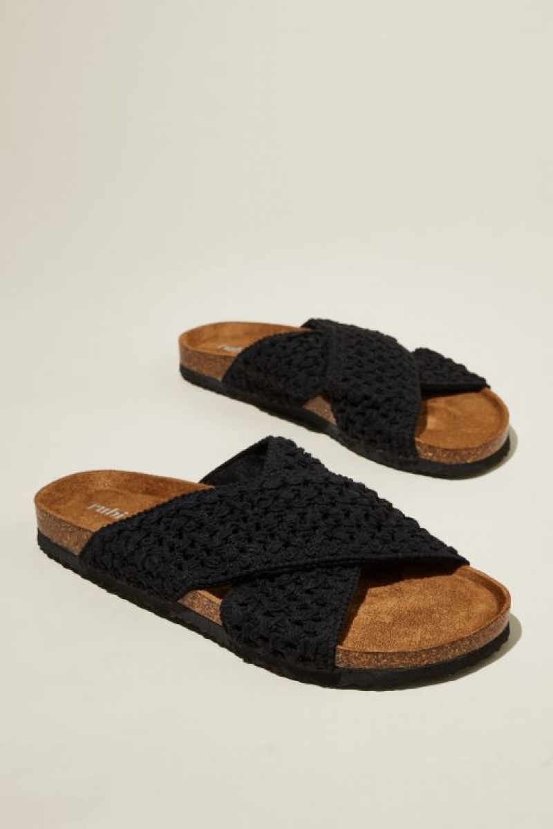 Cotton On Rex Crossover Slide Women's Sandals Black | vujH5TAG8Eg