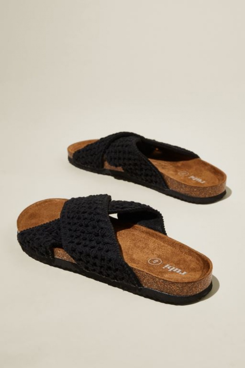 Cotton On Rex Crossover Slide Women's Sandals Black | vujH5TAG8Eg