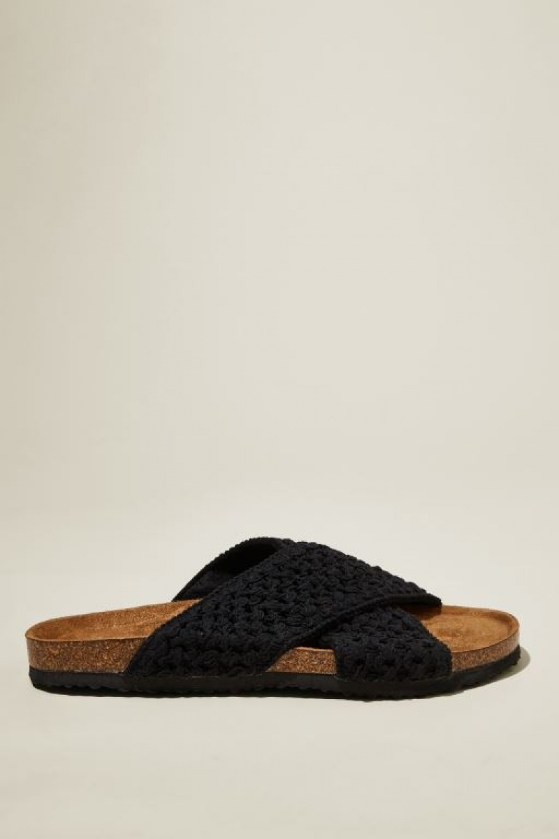 Cotton On Rex Crossover Slide Women\'s Sandals Black | vujH5TAG8Eg