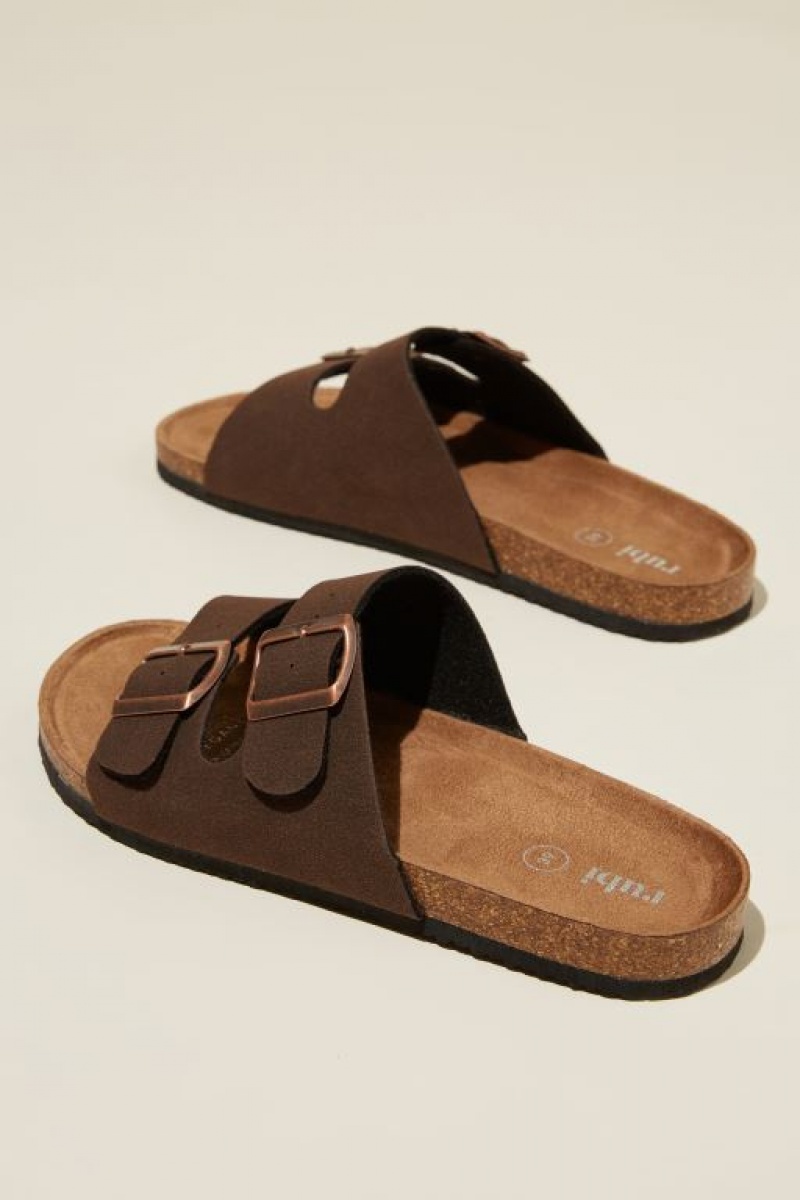Cotton On Rex Double Buckle Slide Women's Sandals Brown | bZSwNjblCGs